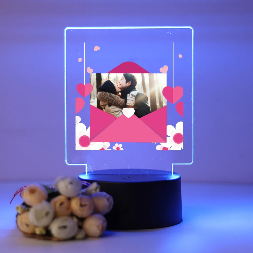 1 pc Personalize Custom Photo Picture Couple Acrylic Led Night Lamp 3D Touch LED Night Light for Bedroom Decor Birthday Gift
