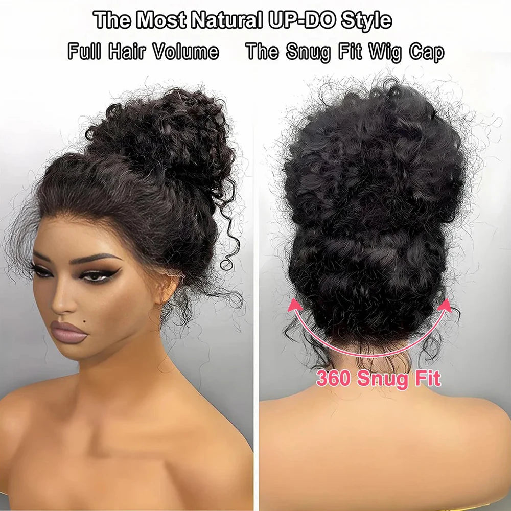 Deep Wave 360 HD Full Lace Front Wigs Curly Wig 100% Brazilian Human Hair Pre Plucked Invisible Strap Glueless Wig Water Wave