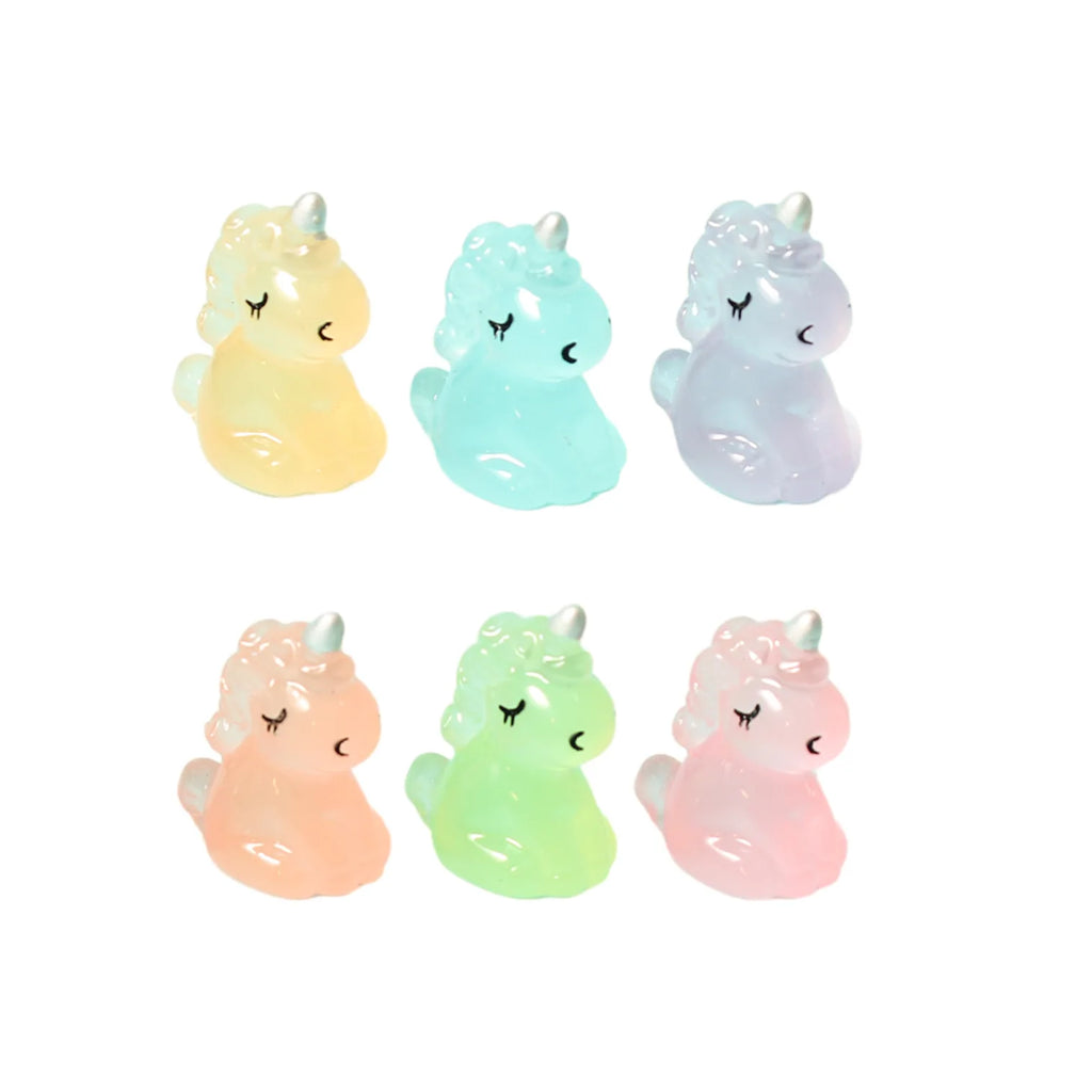 10Pcs Kawaii Cute Luminous 3D Unicorn Horse Charms Animal Pendants for Jewelry Making DIY Earrings Keychain Findings Toys