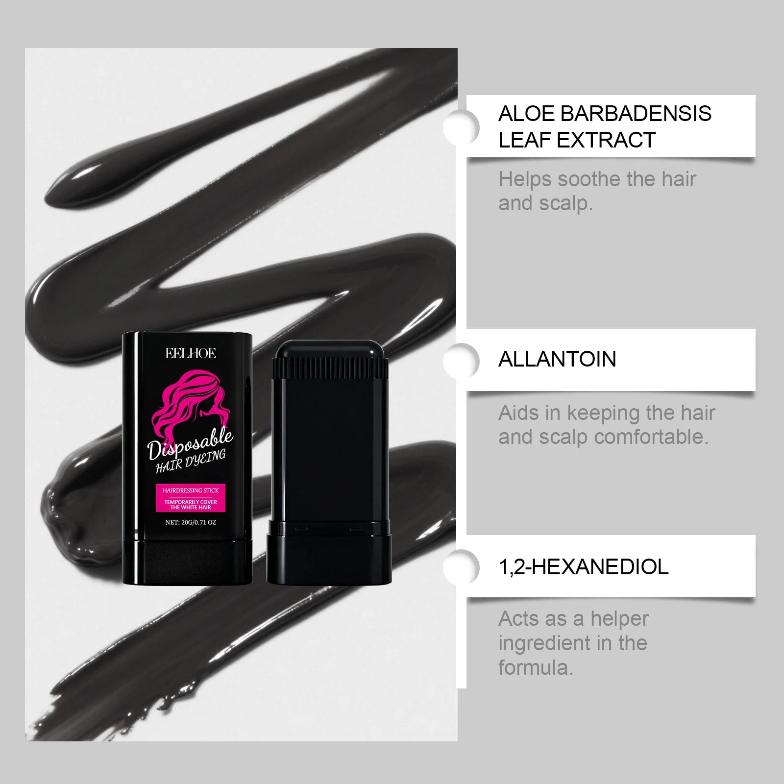 Instant Hair Color Wax Cover Gray Hair Black Touch Up Waterproof Natural Looking Travel Size For Formula Quick Styling Solution
