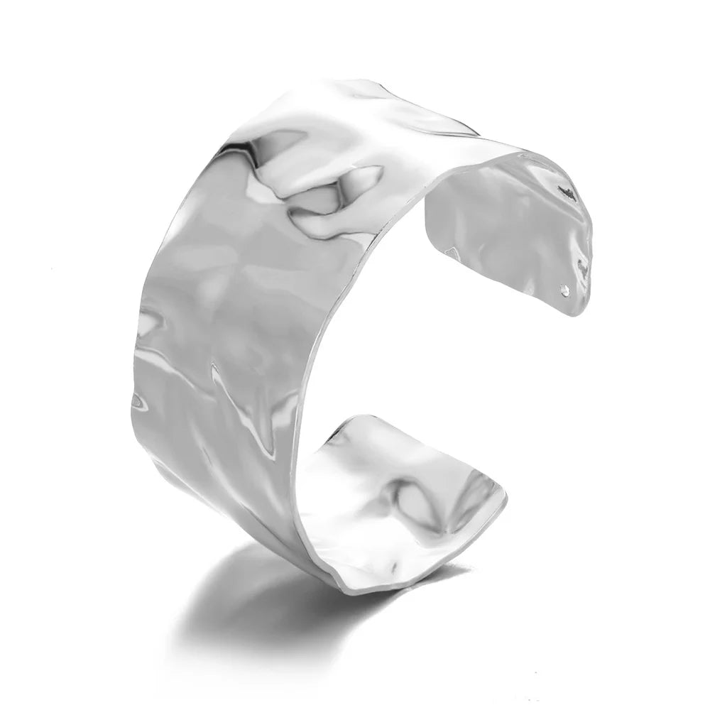 Vintage Flower Cuff Bracelet Bangle for Women Gold Color Flora Stainless Steel Bangles Casting Aesthetic Couple Wrist Jewelry