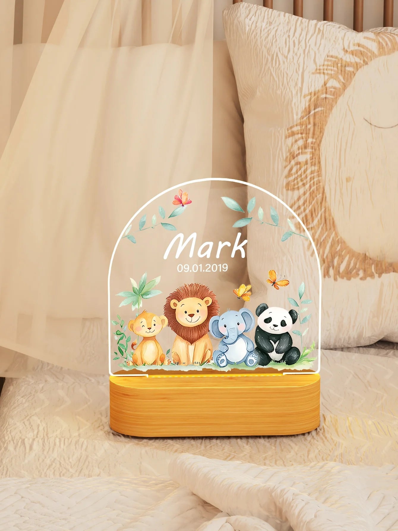 Custom name Creative gift, animal theme, send boys, girls 3D light LED night light warm light birthday gift Christmas gift