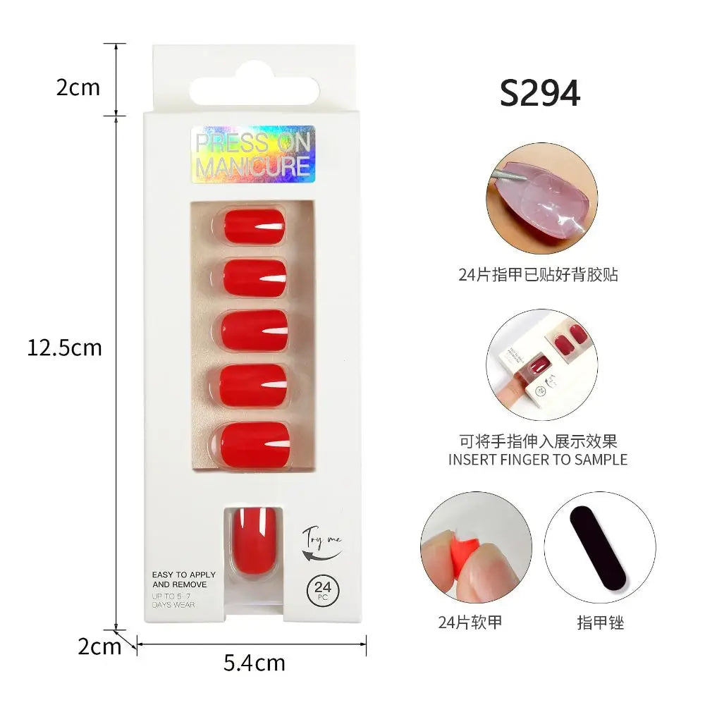 24pc nails Art Fake Nail Tips Press on Coffin  Artificial Square