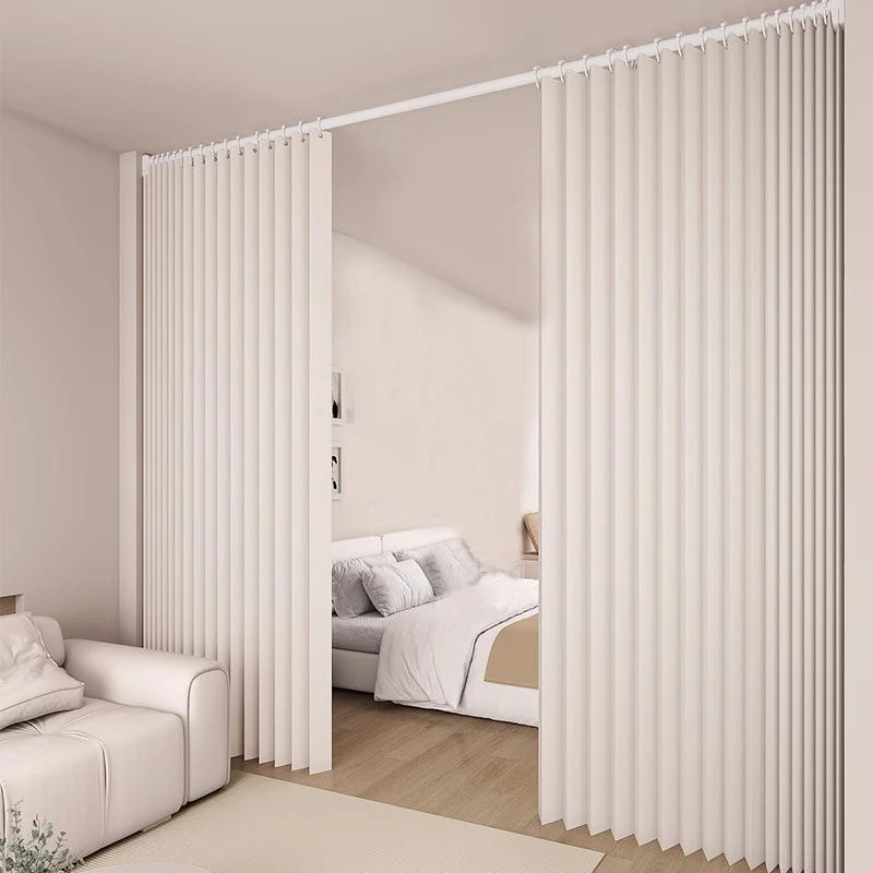 Fashionable Foldable Partition Curtain for Living Room Window Super Thick Fabric Pleated Process Stylish Individual Item