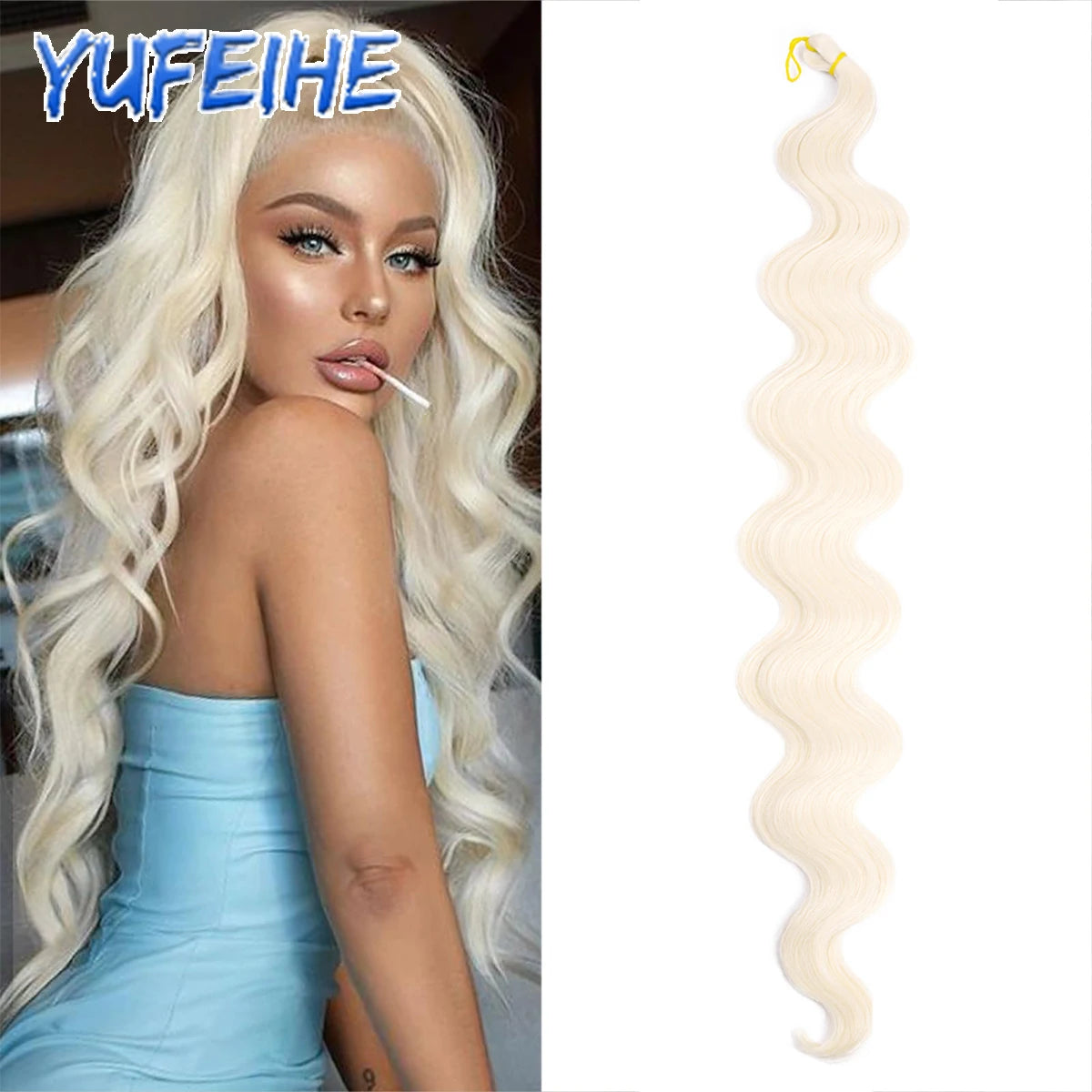 Deep Wave Hair Bundles 613 Piano Blonde Natural Synthetic Hair Extensions Ombre Thick Ponytail Loose Boho Braid Hair
