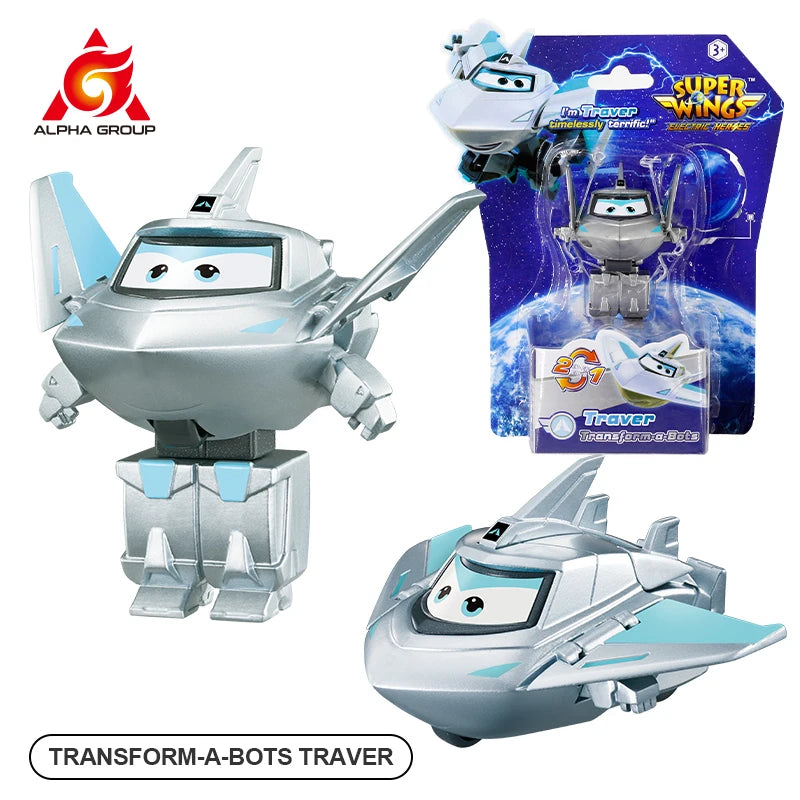 Super Wings Mini NEW Jett 2 Inches Transform Robot to Plane in 3 Steps Deformation Action Figures 2Modes Transforming Kid Toy