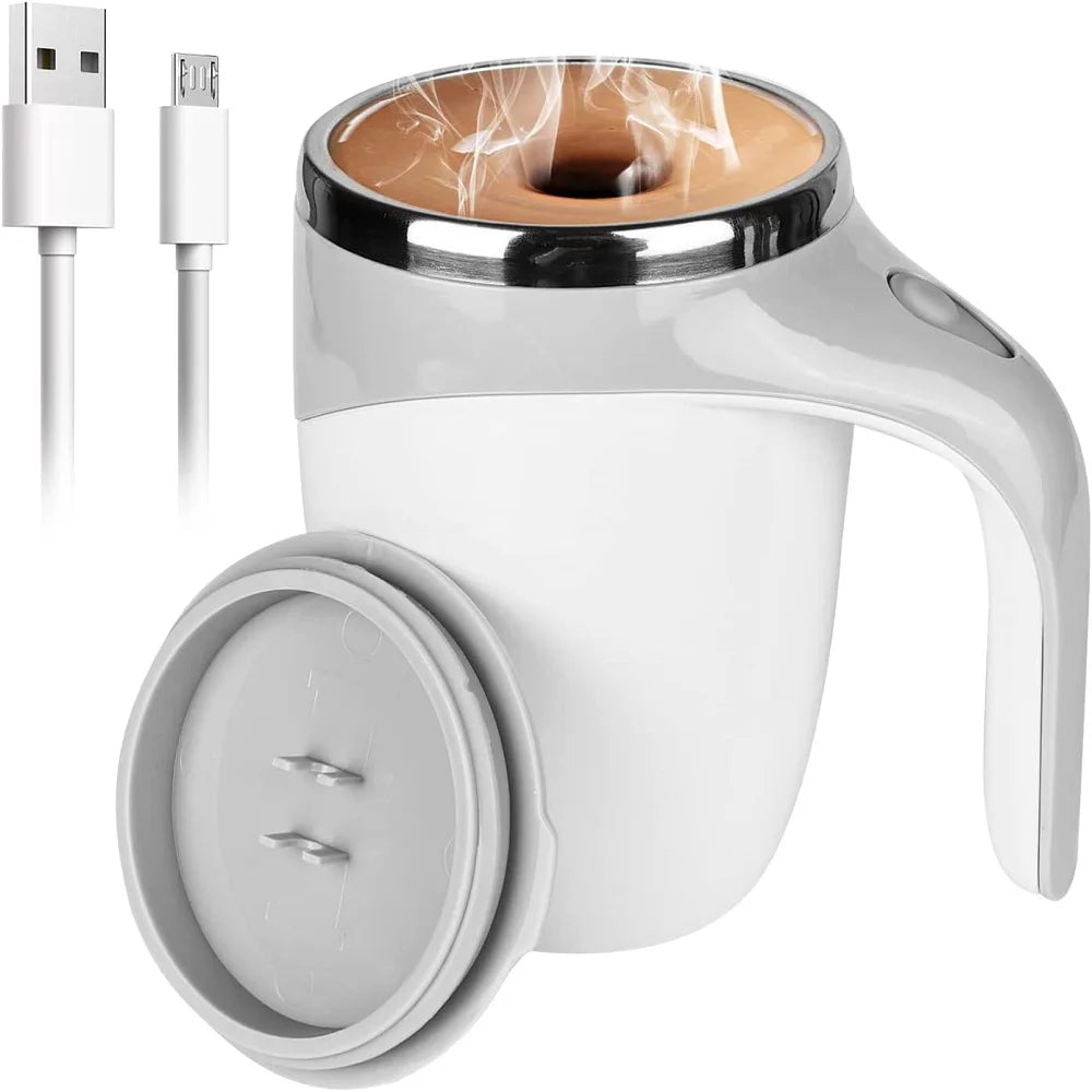 380ML Electric Mixing Cup USB Charge Lazy Coffee Tea Stirring Cup Stainless Steel Magnetic Rotating Automatic Self Mixing Cup