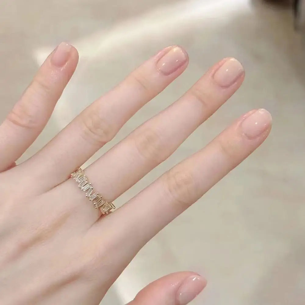 24pcs Short Square Nails Glitter Flower Wave French Nails