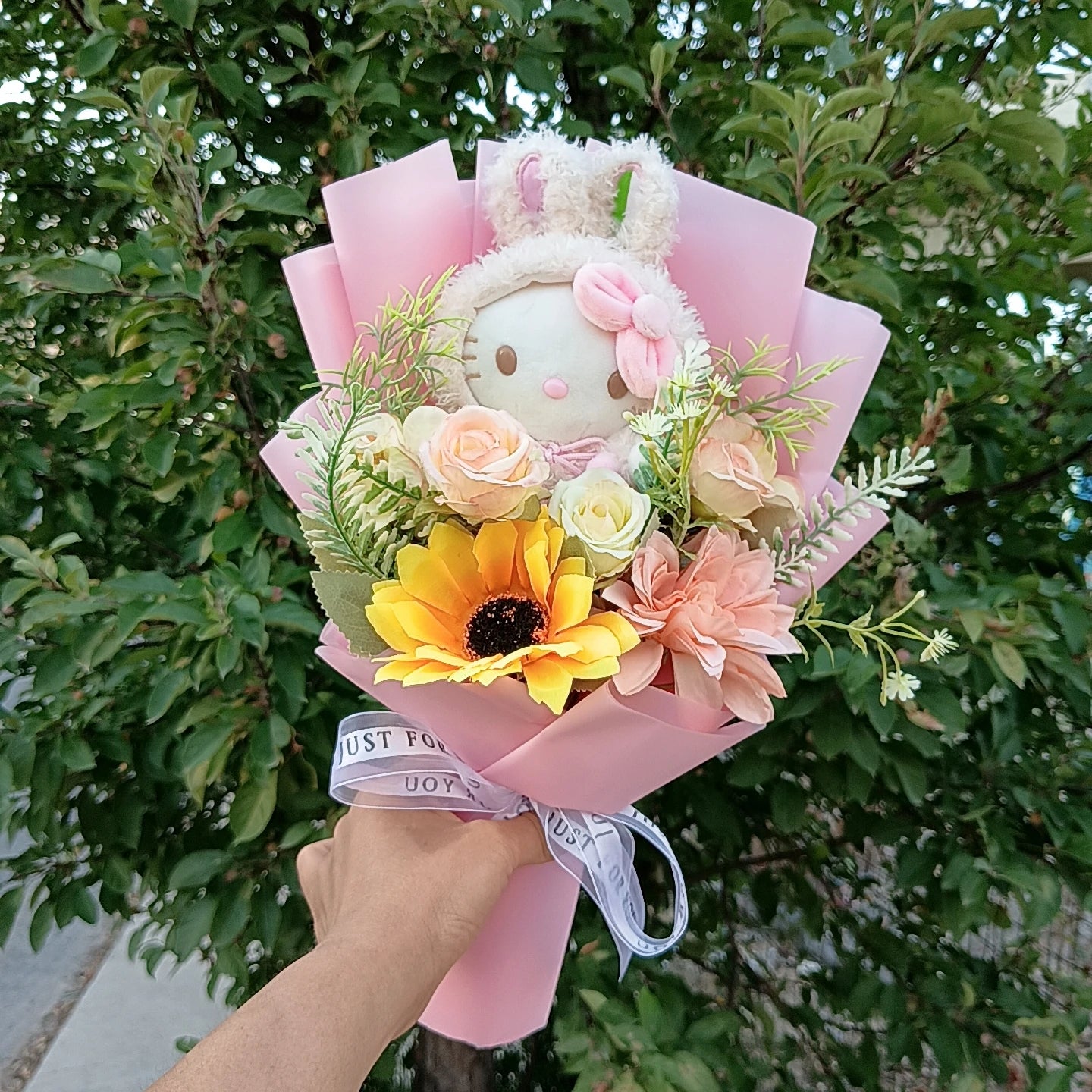 Hello KT Cartoon Plush Bouquet  Anime Rose Flowers Doll Home Wedding Decoration Christmas Valentine's Day Gift