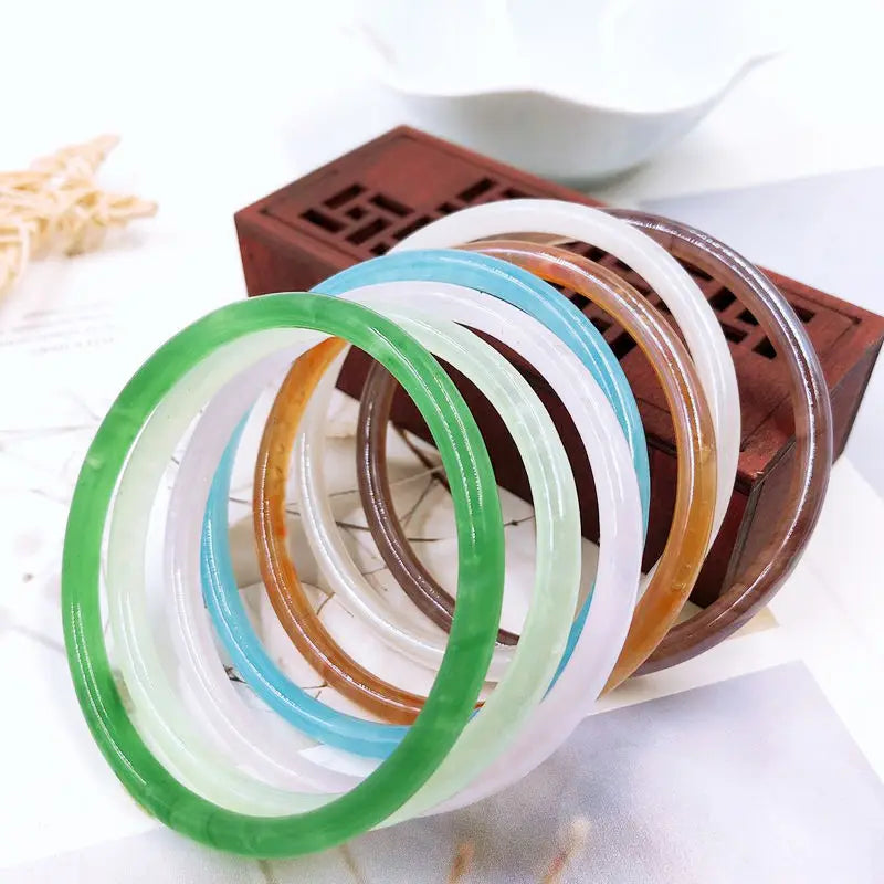 Natural Thin Bracelet Handcarved Agate Bangle Bracelets Women Glass Bangle Jade Jewelry Jadeite Jade Bangles Bracelet for Women