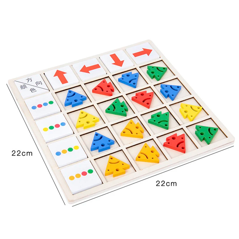 Children's Wooden Montessori Toys Kids Logical Thinking Training Direction Color Cognition Early Learning Educational Board Game