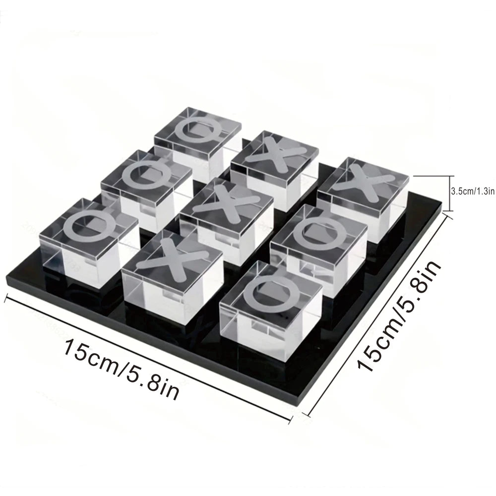 Modern Minimalist XO Square Crystal Chessboard Decorative，Black and White Crystal for Living Room Desktop Small ornamen