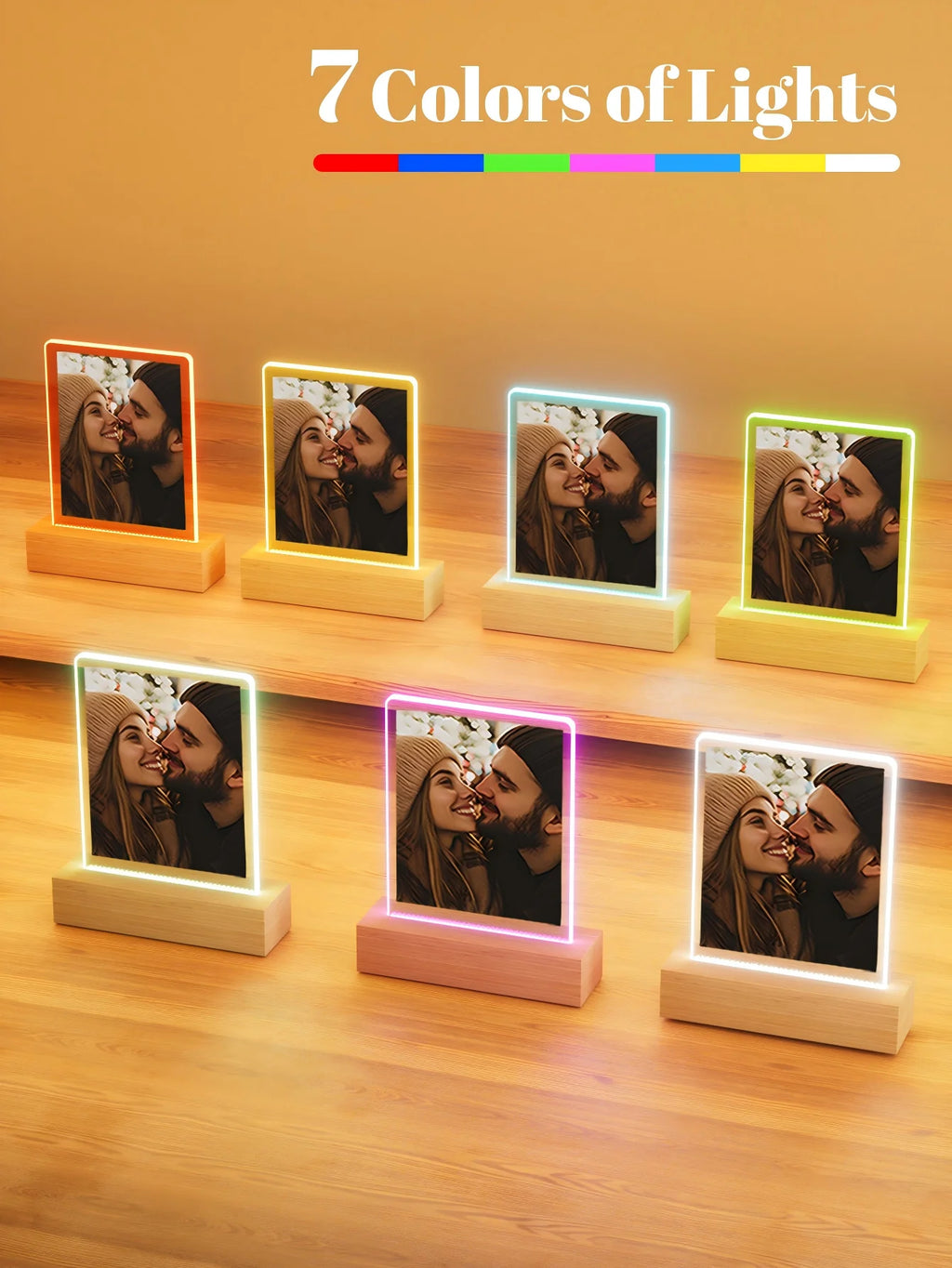 Custom Couple collage Photo Led night light, Personalized acrylic night light with photo and text, custom photo light,