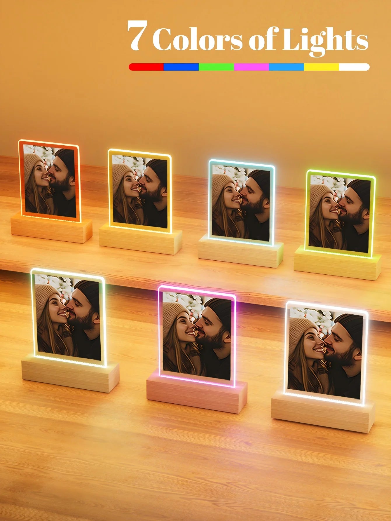 Custom Couple collage Photo Led night light, Personalized acrylic night light with photo and text, custom photo light,