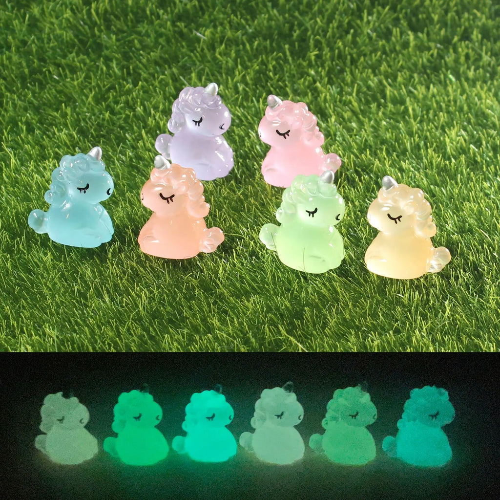 10Pcs Kawaii Cute Luminous 3D Unicorn Horse Charms Animal Pendants for Jewelry Making DIY Earrings Keychain Findings Toys