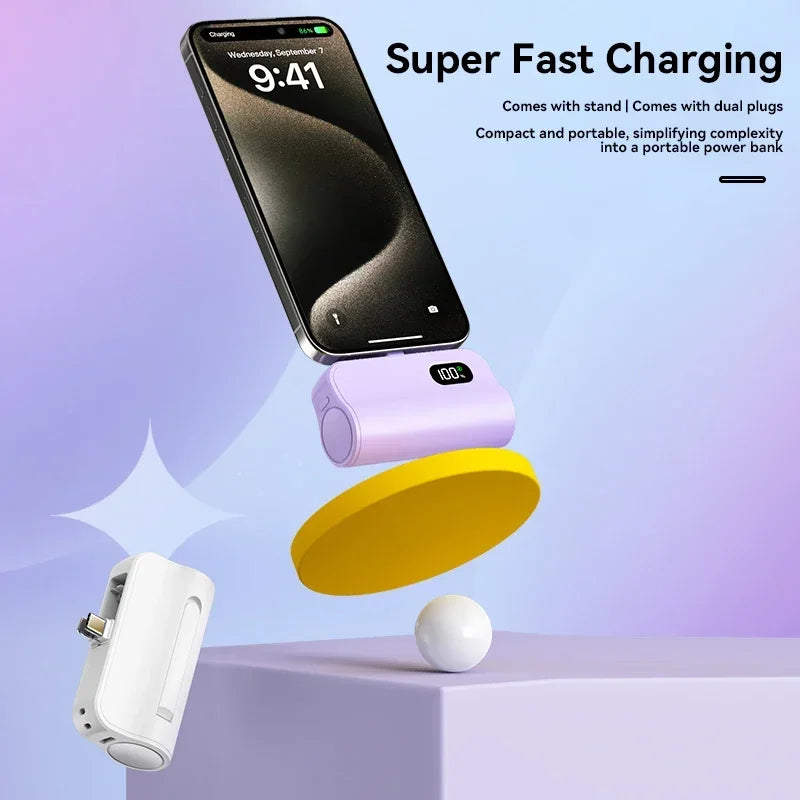 VIVO 50000mAh Capsule Power Bank 2-in-1 High Capacity LED Digital Display Portable Fast Charging External Battery For iPhone