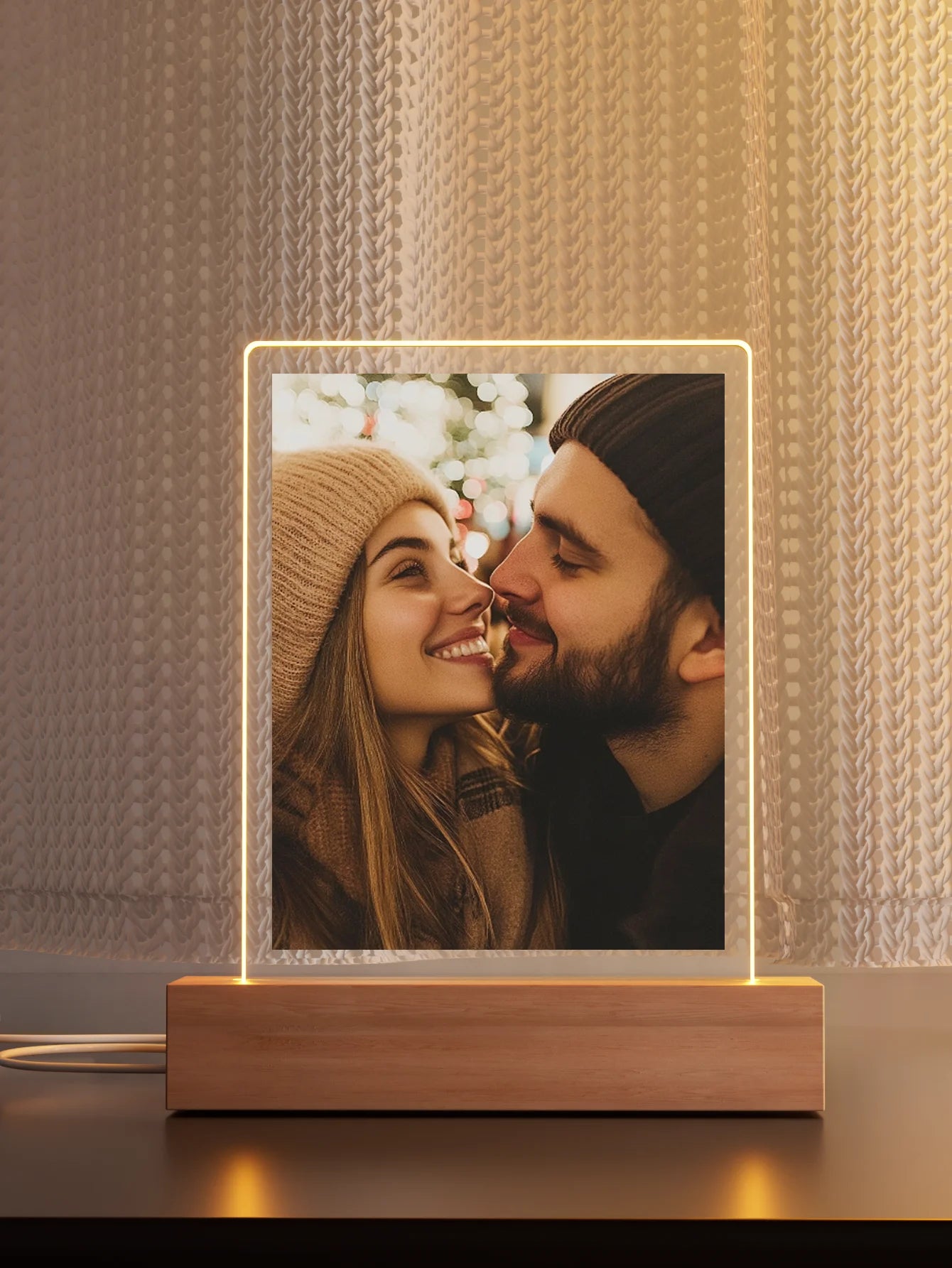 Custom Couple collage Photo Led night light, Personalized acrylic night light with photo and text, custom photo light,