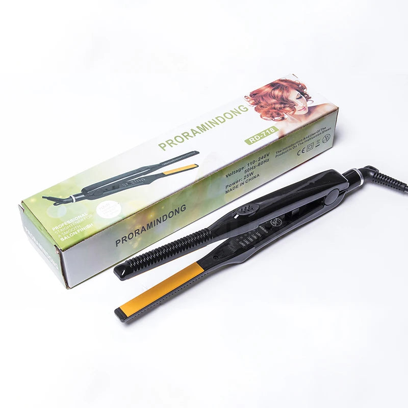 2 In 1 Hair Straightener & Curler Small Ceramic Hair Crimper Corrugation Short Hair Straightening Curling Styling Tool