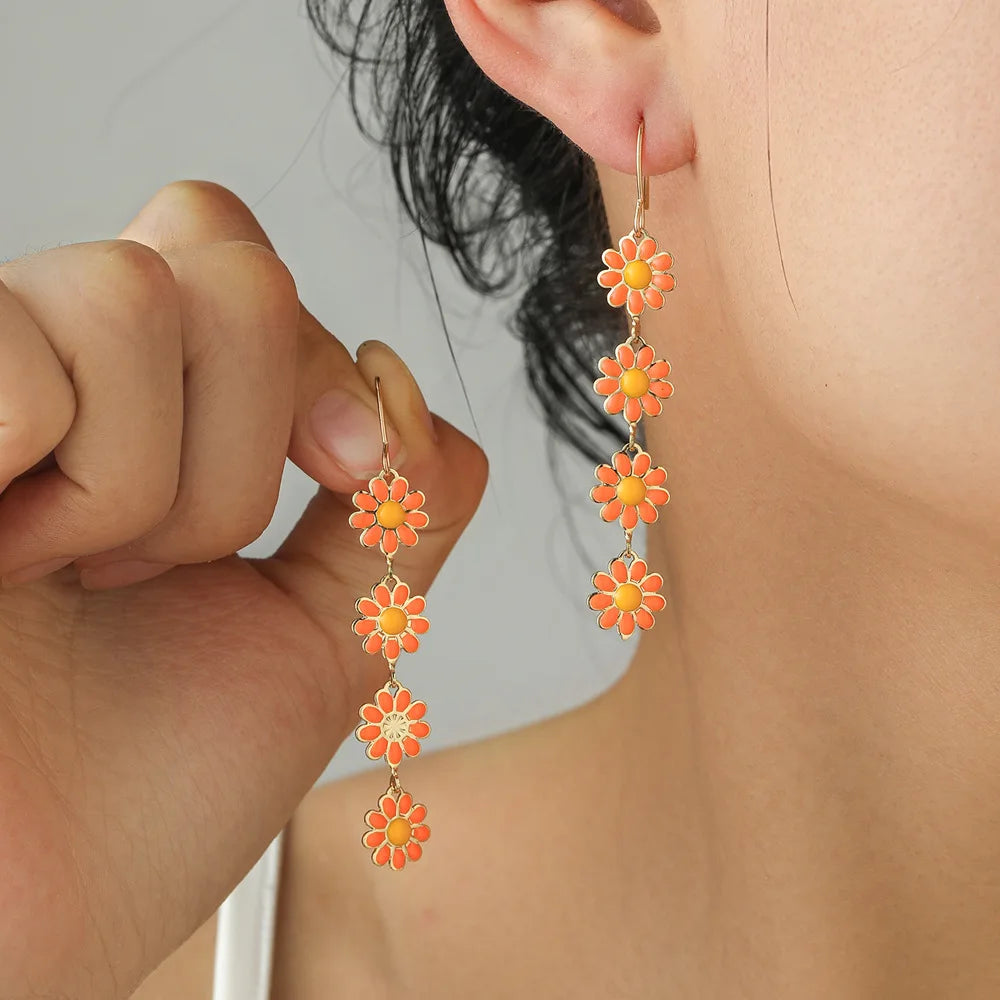 2023 Fashion Trend Unique Design Elegant Delicate Retro Daisy Small Flower Earrings Women Jewelry Party Premium Gifts Wholesale