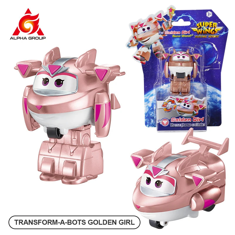 Super Wings Mini NEW Jett 2 Inches Transform Robot to Plane in 3 Steps Deformation Action Figures 2Modes Transforming Kid Toy