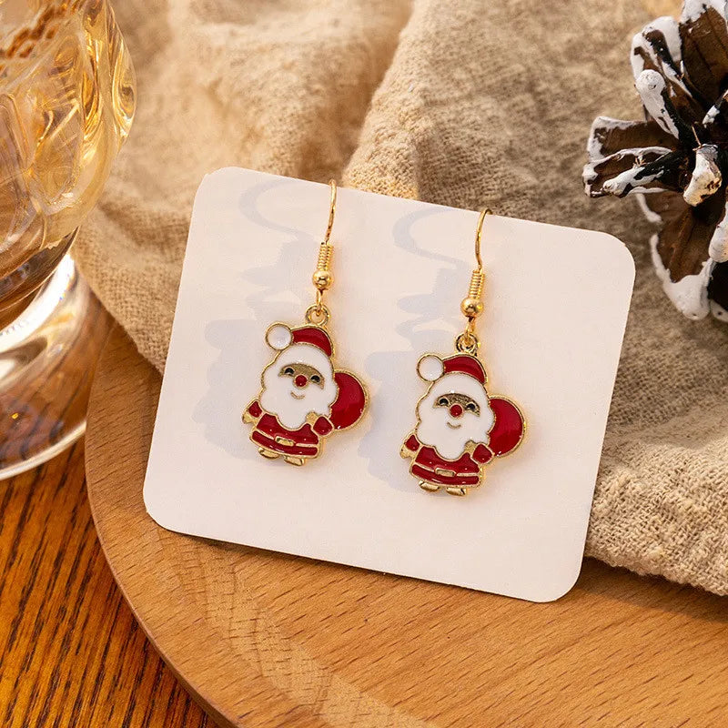Vintage Metal Christmas Tree Dangle Earrings for Women Fashion Socks Santa Claus Snowflake Drop Earings New Year Party Jewelry