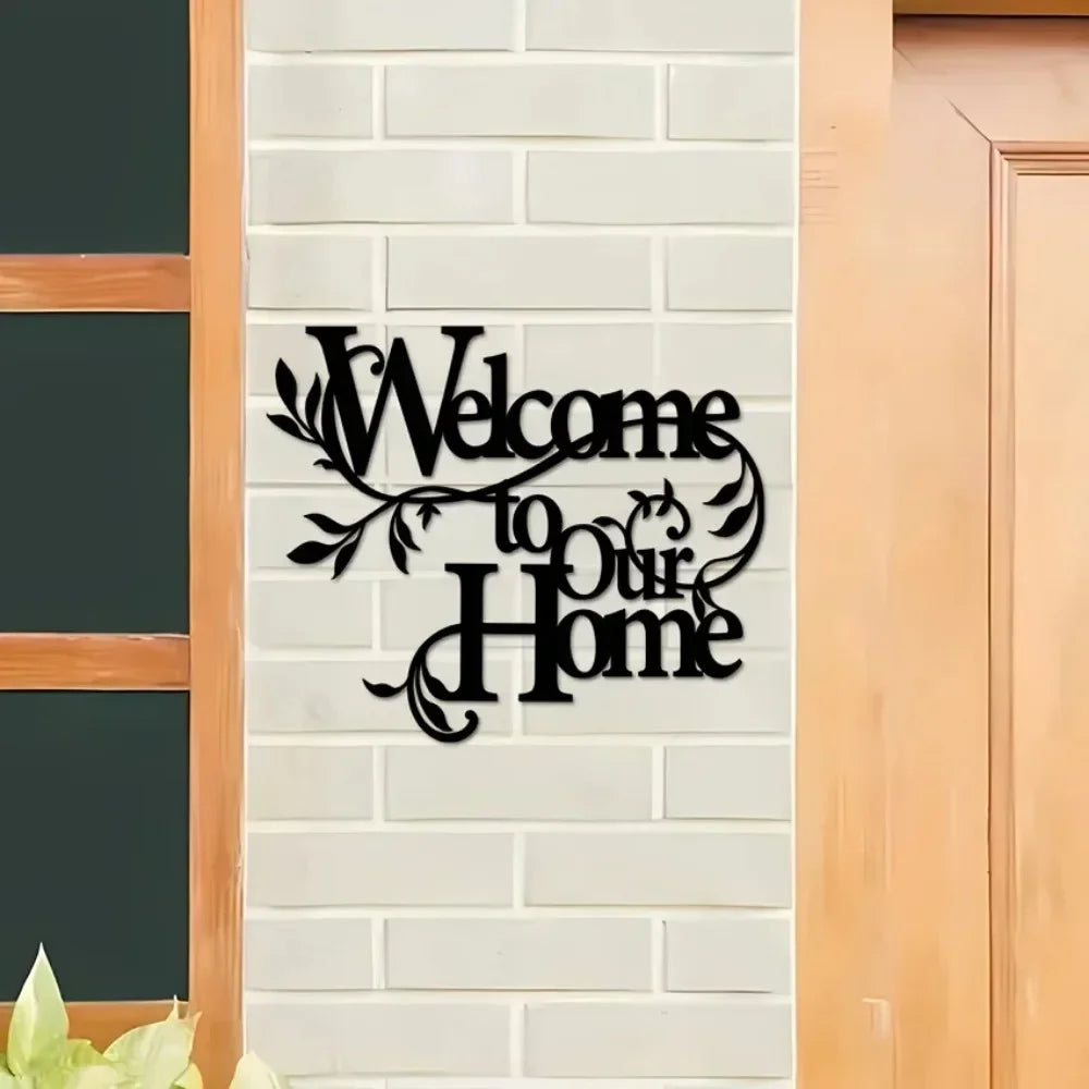 1pc Metal Welcome To Our Home Wall Sign, Wall Decoration Pendant, Welcome Sign, Home Decoration Wall decoration