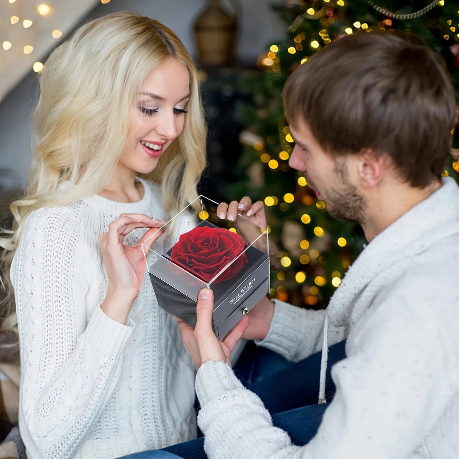 Women's Fashion Infinite Love Necklace with Red Rose Flower Gift Box, Valentine's Day and Mother's Day Gifts for Wife and Mom