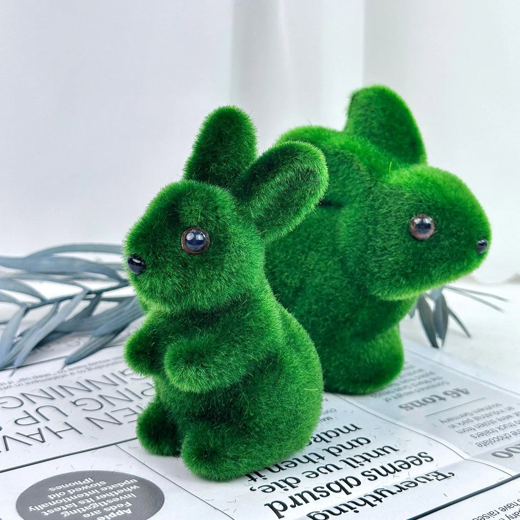 Easter Rabbit Green Foam Flocking Simulation Three-dimensional Moss Rabbit Handicraft Decorations Gardening Decoration