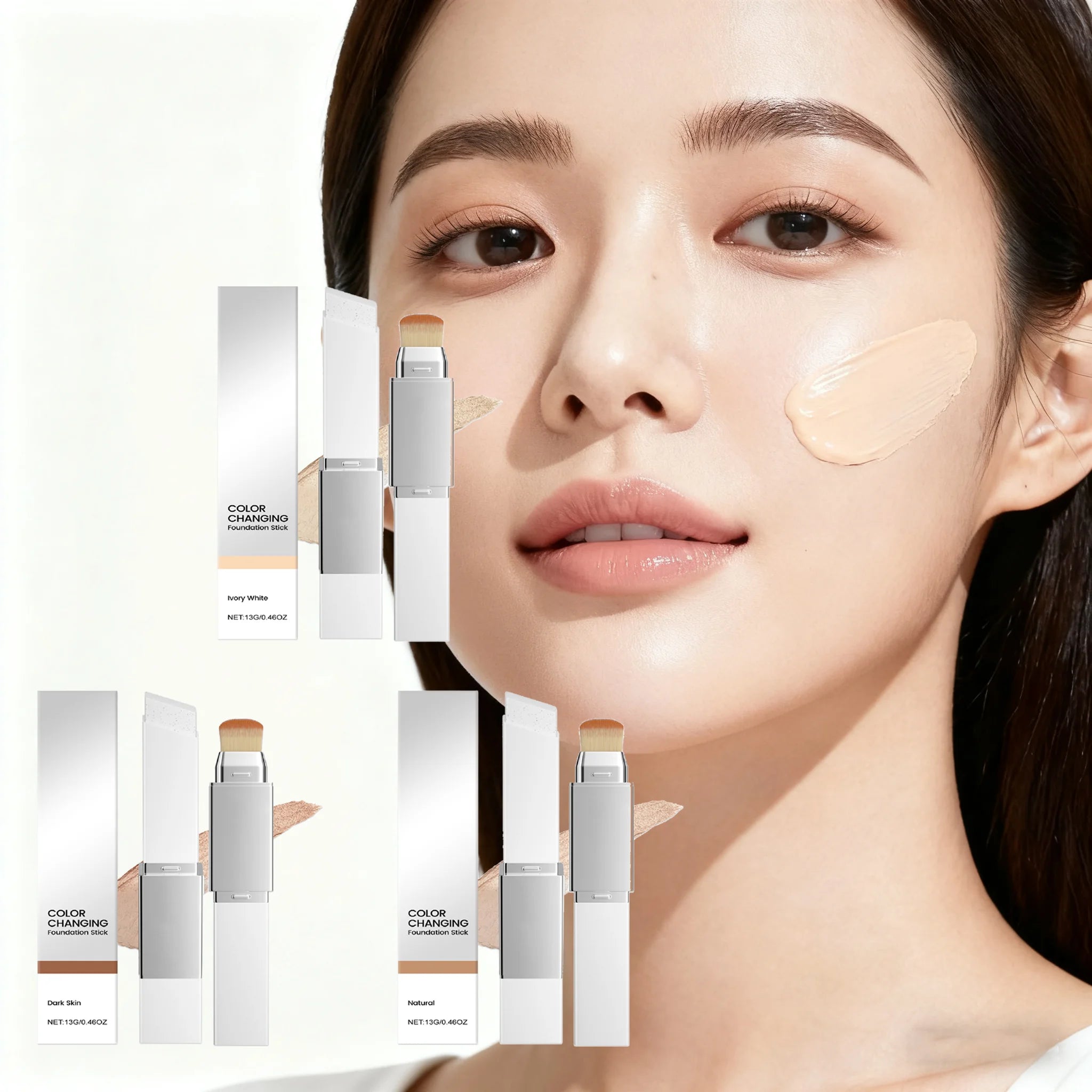 Color Changing Foundation Stick Brighten Matte Concealer Lightweight Moisturize Lasting Makeup Multifunctional Foundation Stick