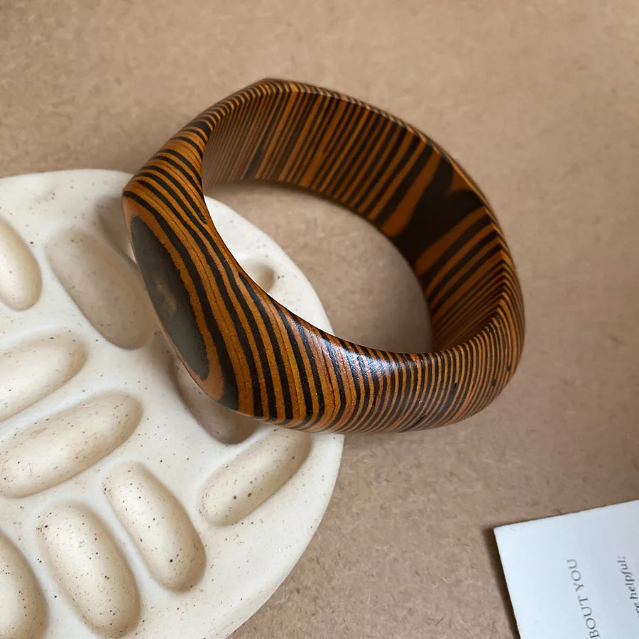 12 Styles Natural Wooden Square Round Bracelet for Women Men Hip Hop  Rivet Beads Wide Bangles Hand Jewelry Pulseras Mujer
