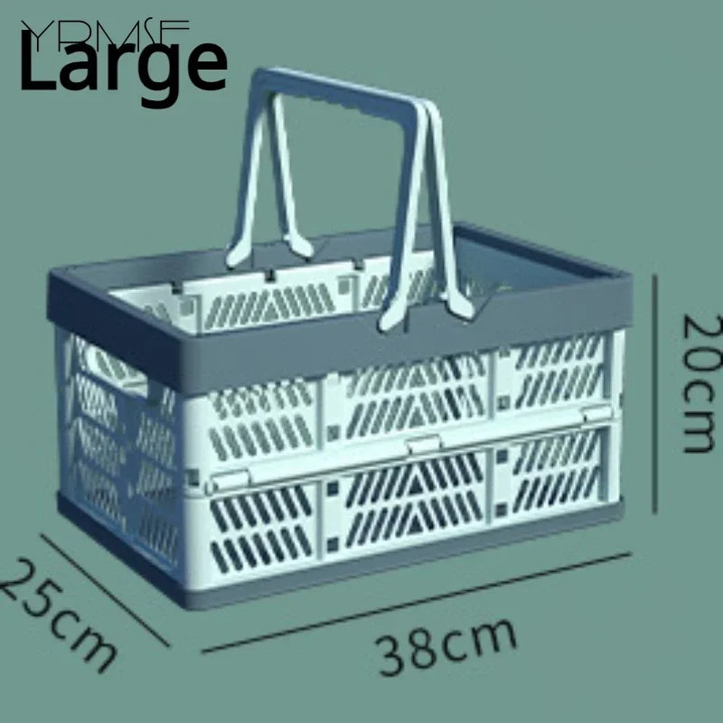 Foldable Storage Basket Large Capacity Pastel Handle Design Home Organization Box for Kitchen Living Room Desk Storage Basket