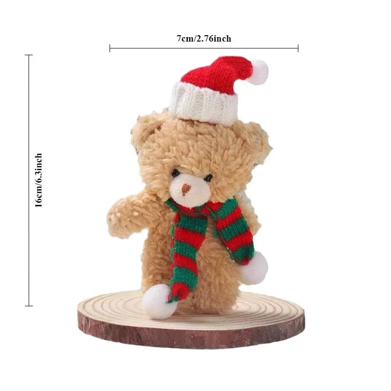 Mini Christmas Bear Doll Plush Bear Gift Clothing Bag Keychain Pendants Baking Decoration Christmas Drop Ornaments Kid Xmas Gift
