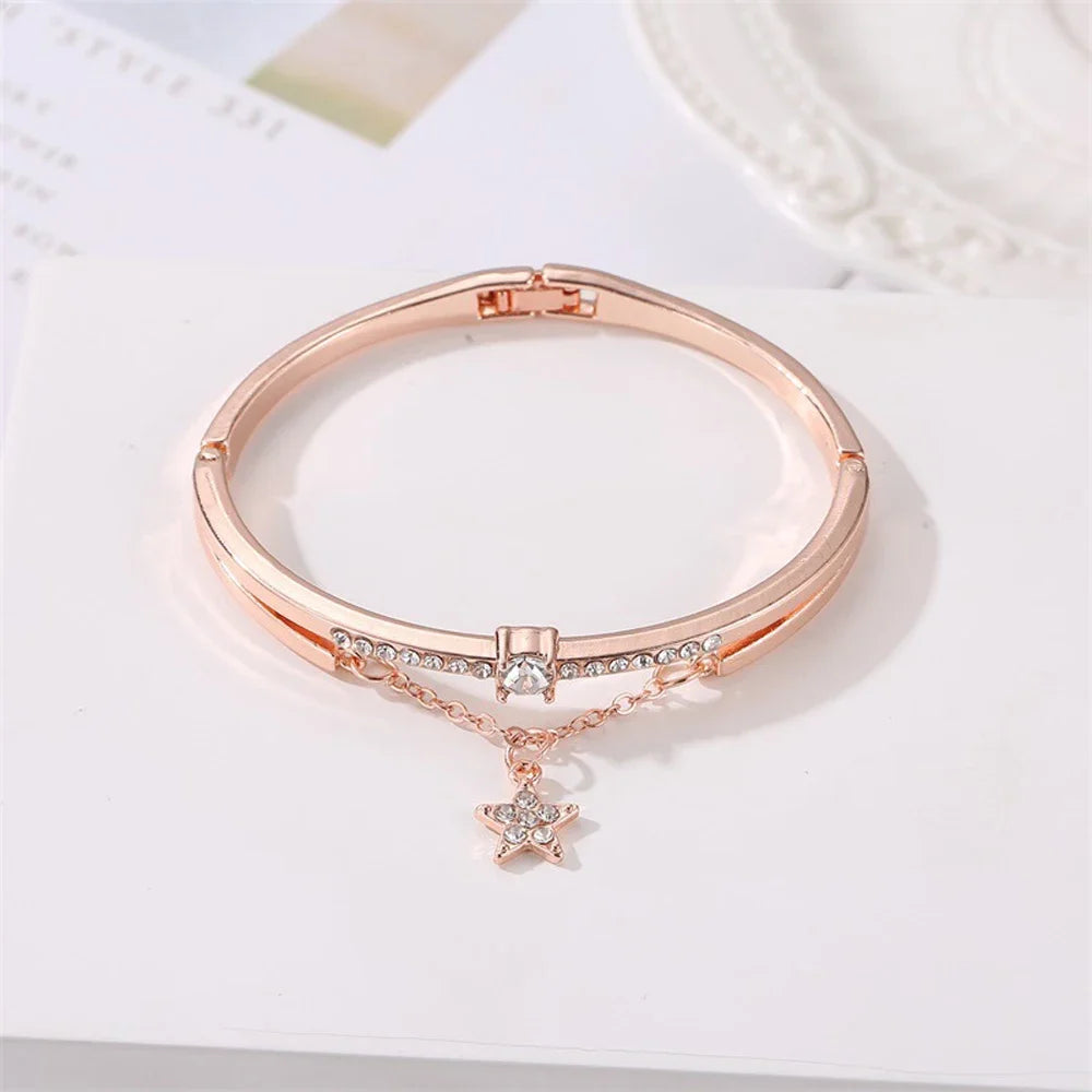 2024 New Luxury Jewelry Stainless Steel Bracelets & Bangles Female Heart Forever Love Charm Bracelet for Women Gifts