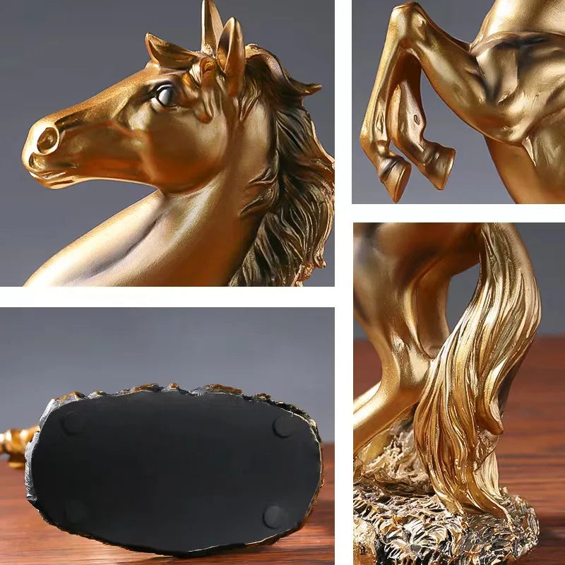 European Style Home Resin Victory Horse Statue, Living Room ，Cabinet,Office Desktop Decoration  Animal Figurines