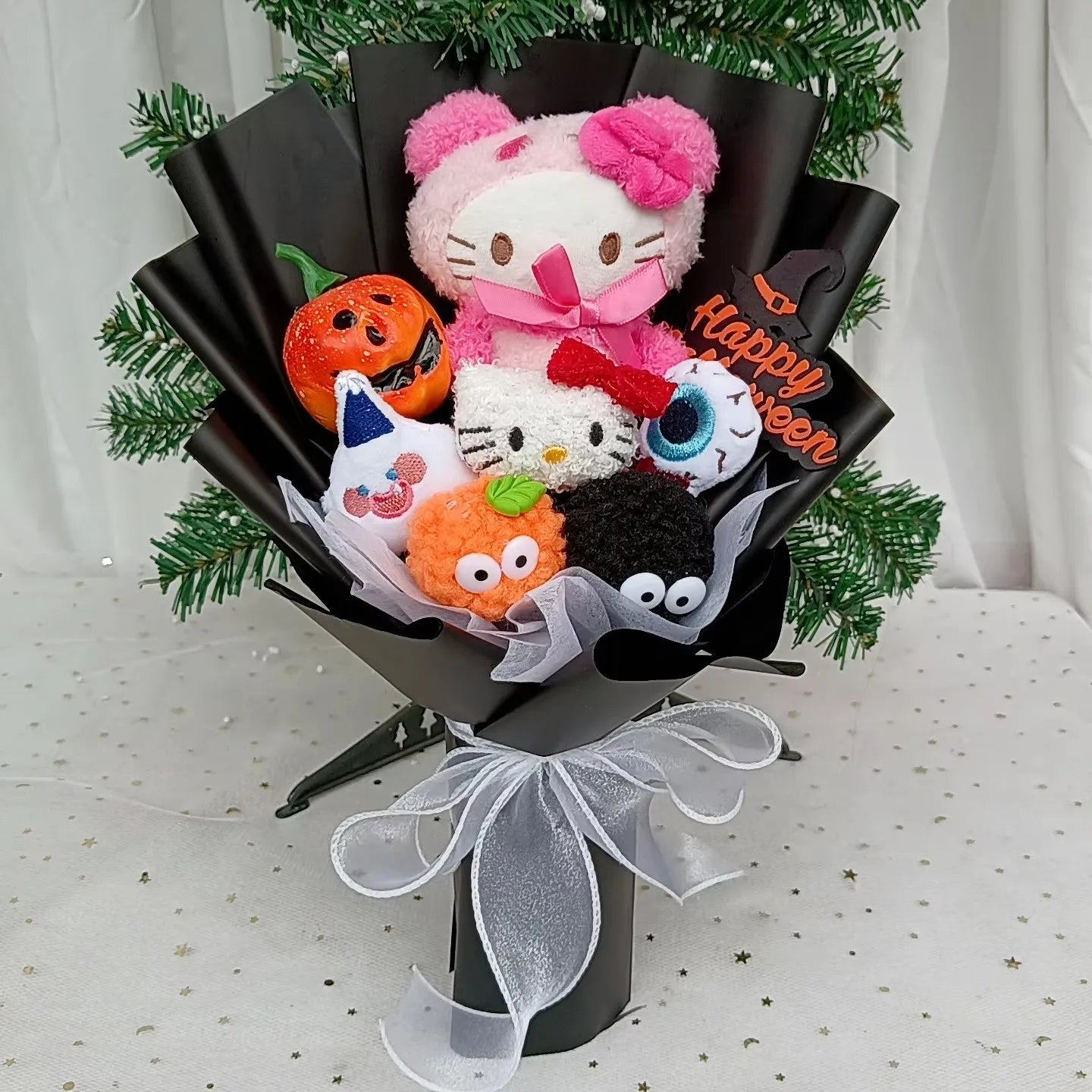 Hello KT Cartoon Plush Bouquet  Anime Rose Flowers Doll Home Wedding Decoration Christmas Valentine's Day Gift