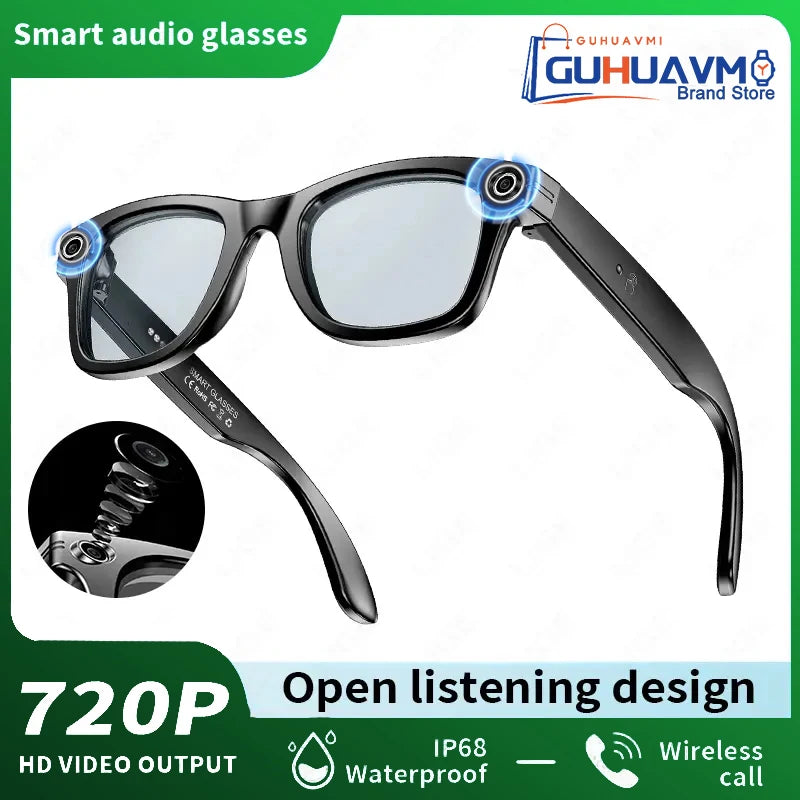 New AI Smart Glasses 800W Pixel Camera Bluetooth HD Call Voice Assistant Stereo Music Player Translate 6K Photochromic Glasses