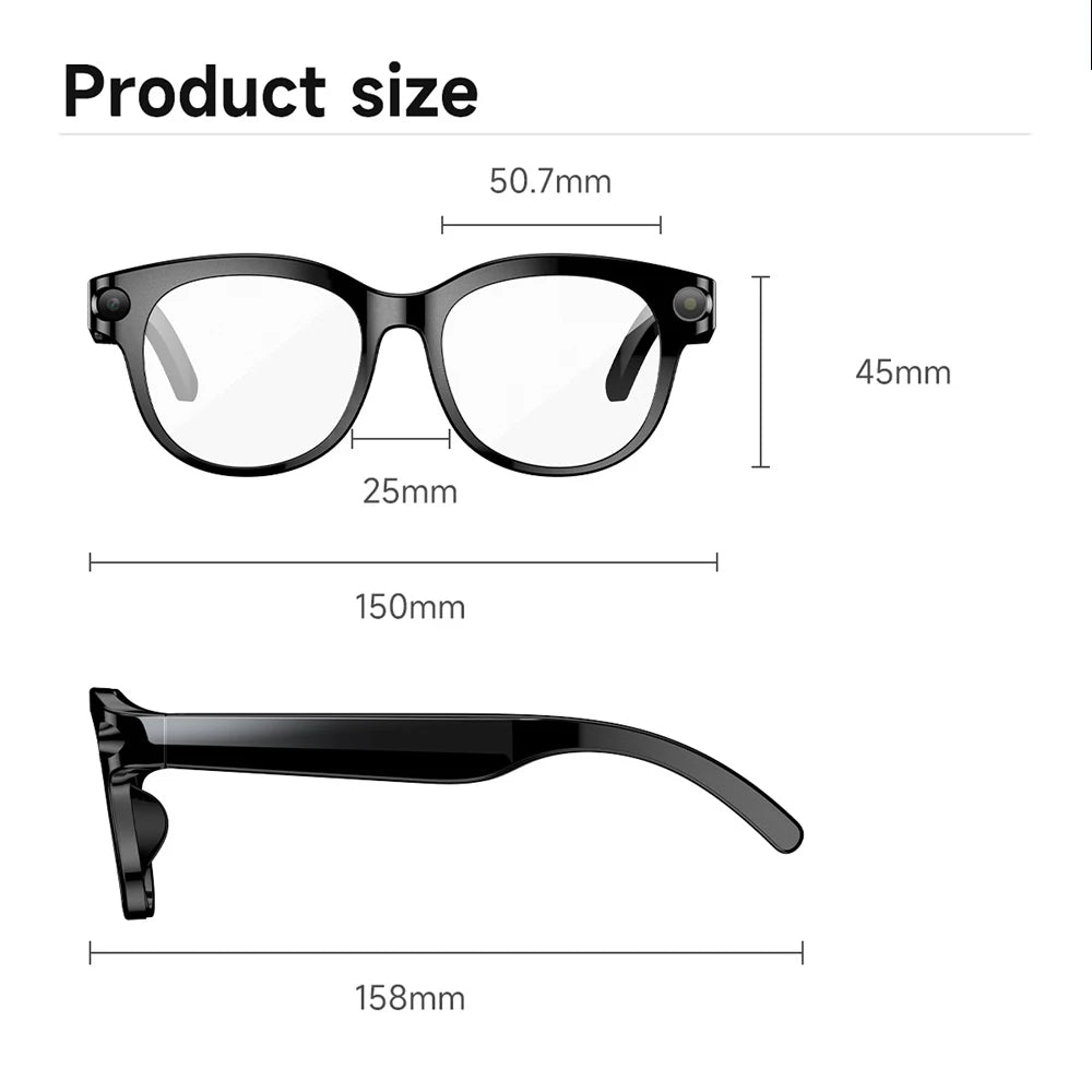 AI Smart Glasses Real-time Translation Bluetooth Call Sunglasses Dual Camera Shoot Audio Video Music Player Multifunctional Men