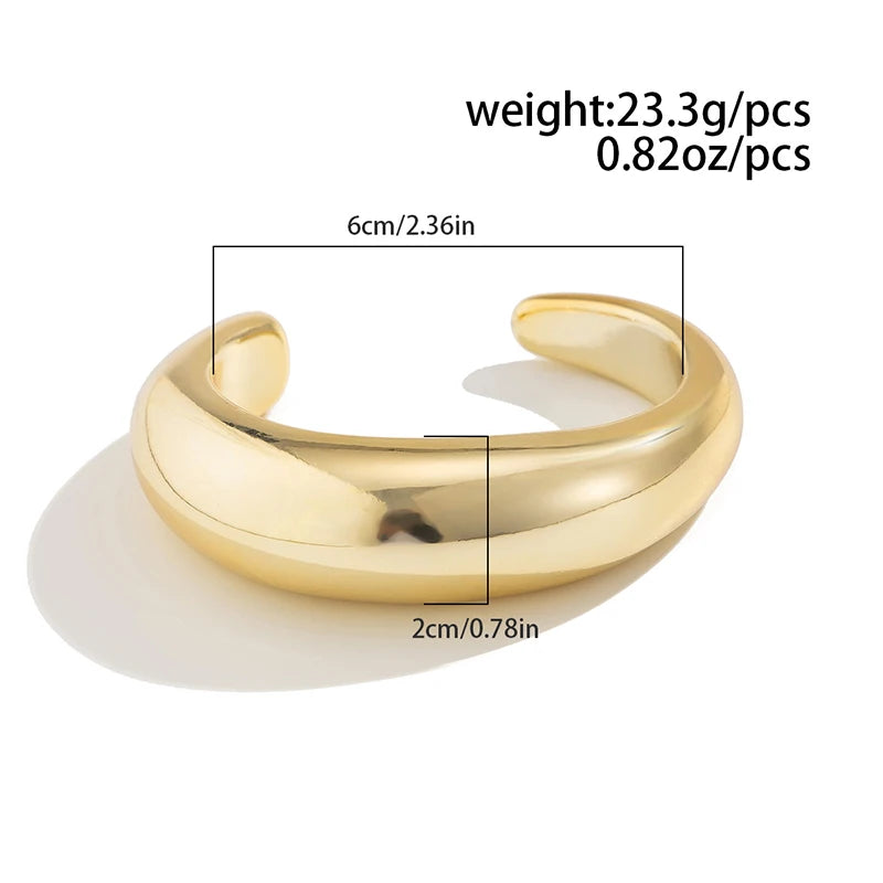 Exaggerated Irregular Cuff Bracelets for Women Fashion Punk Gold Silver Color Glossy Opening Plastic Bangle Female Jewelry