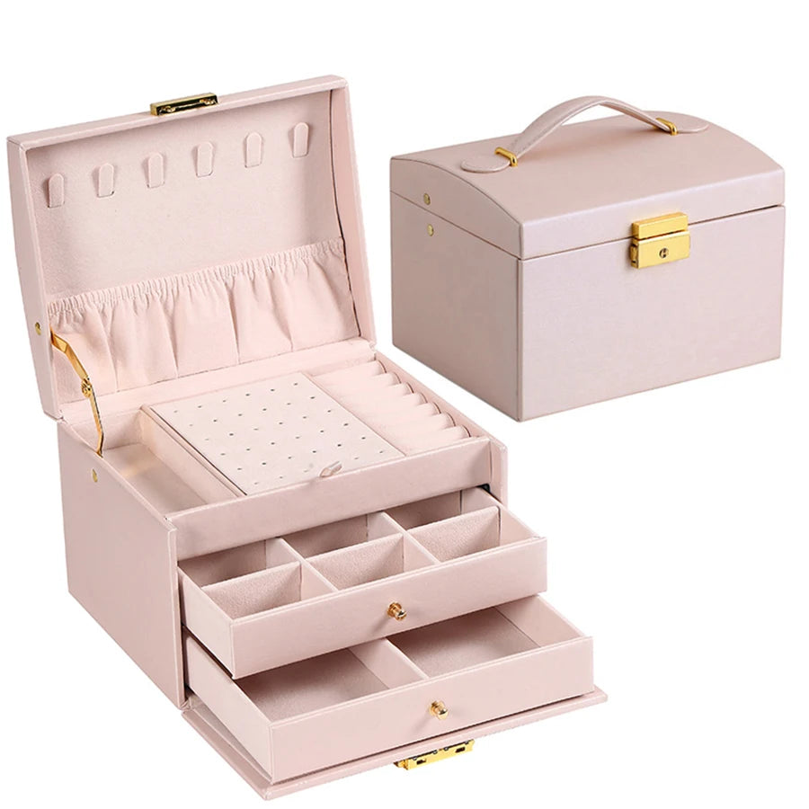 1PC, lock arch three-layer jewelry box, suitable for all kinds of jewelry storage