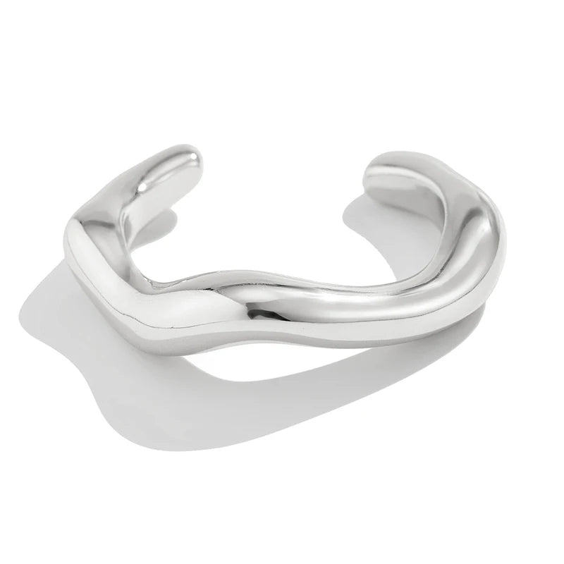 Exaggerated Irregular Cuff Bracelets for Women Fashion Punk Gold Silver Color Glossy Opening Plastic Bangle Female Jewelry