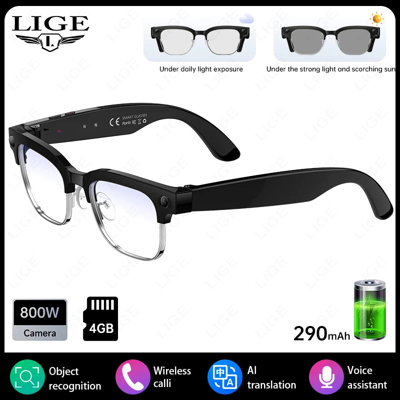 New 4K Glasses AI Smart Glasses with 8MP Camera Video Recording Translation Smart Sunglasses Bluetooth Call Music Play Men Women