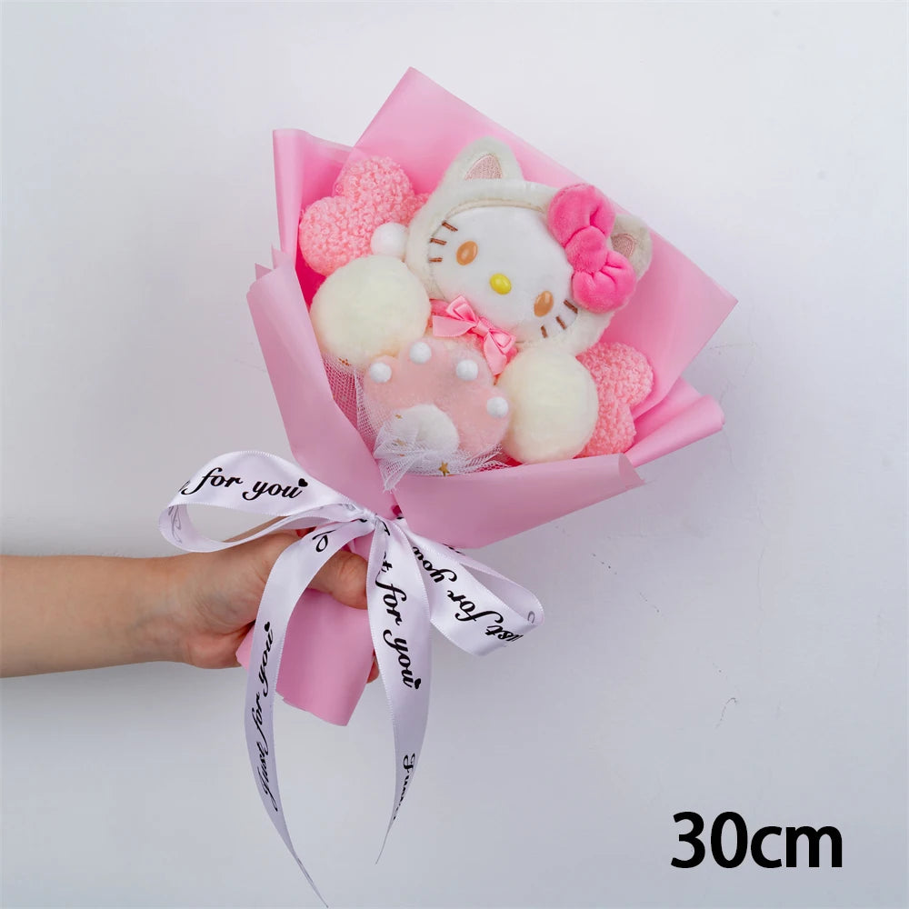 Hello KT Cartoon Plush Bouquet  Anime Rose Flowers Doll Home Wedding Decoration Christmas Valentine's Day Gift