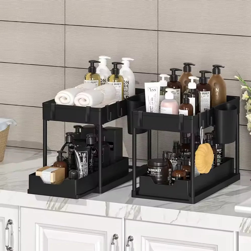 2026 Under-Sink Pull-Out Storage Organizer: Slim Slide-Out Shelf for Kitchen Cabinets Multi-Functional Space Saver Storage Rack