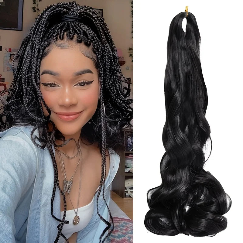 French Curly Braiding Hair 24Inch Loose Wavy 1 Pack  Bouncy Braiding Hair Extensions Synthetic French Curl Crochet Hair