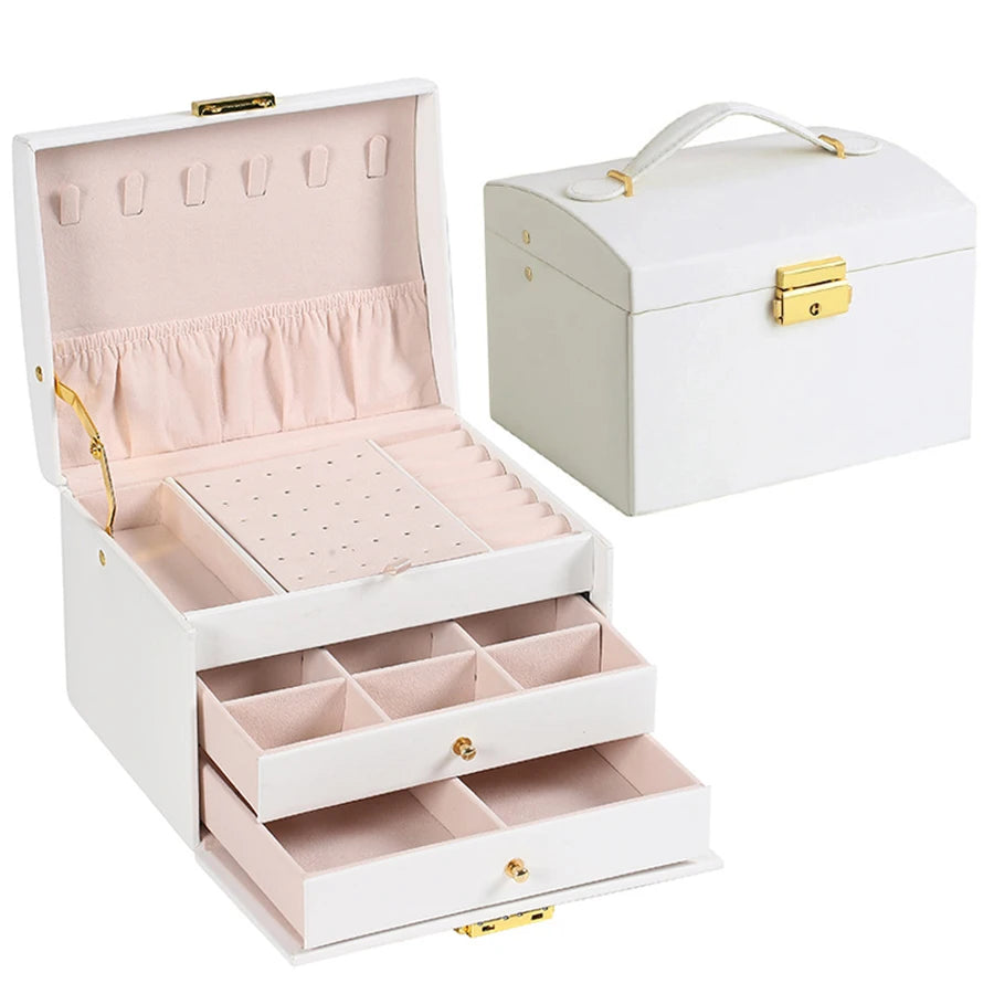 1PC, lock arch three-layer jewelry box, suitable for all kinds of jewelry storage