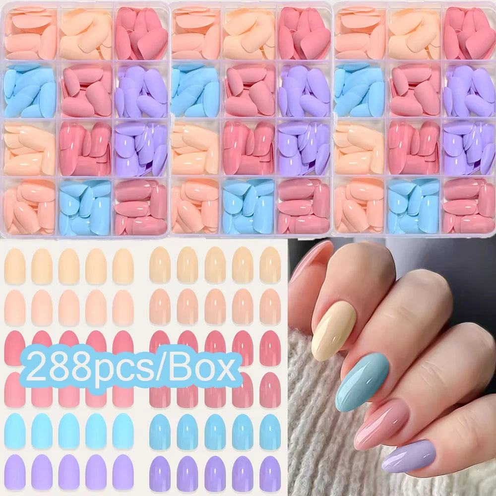 576pcs/Box Colorful Fake Nails  Cover Nail Tips