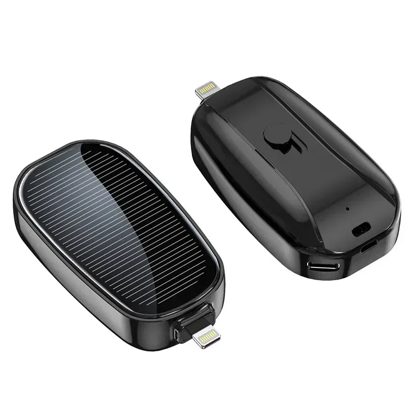 Solar Power Bank Mini Key Ring Portable Charger 1200mAh Outdoor Camping External Battery Emergent Power Cargador Portátil 보조배터리
