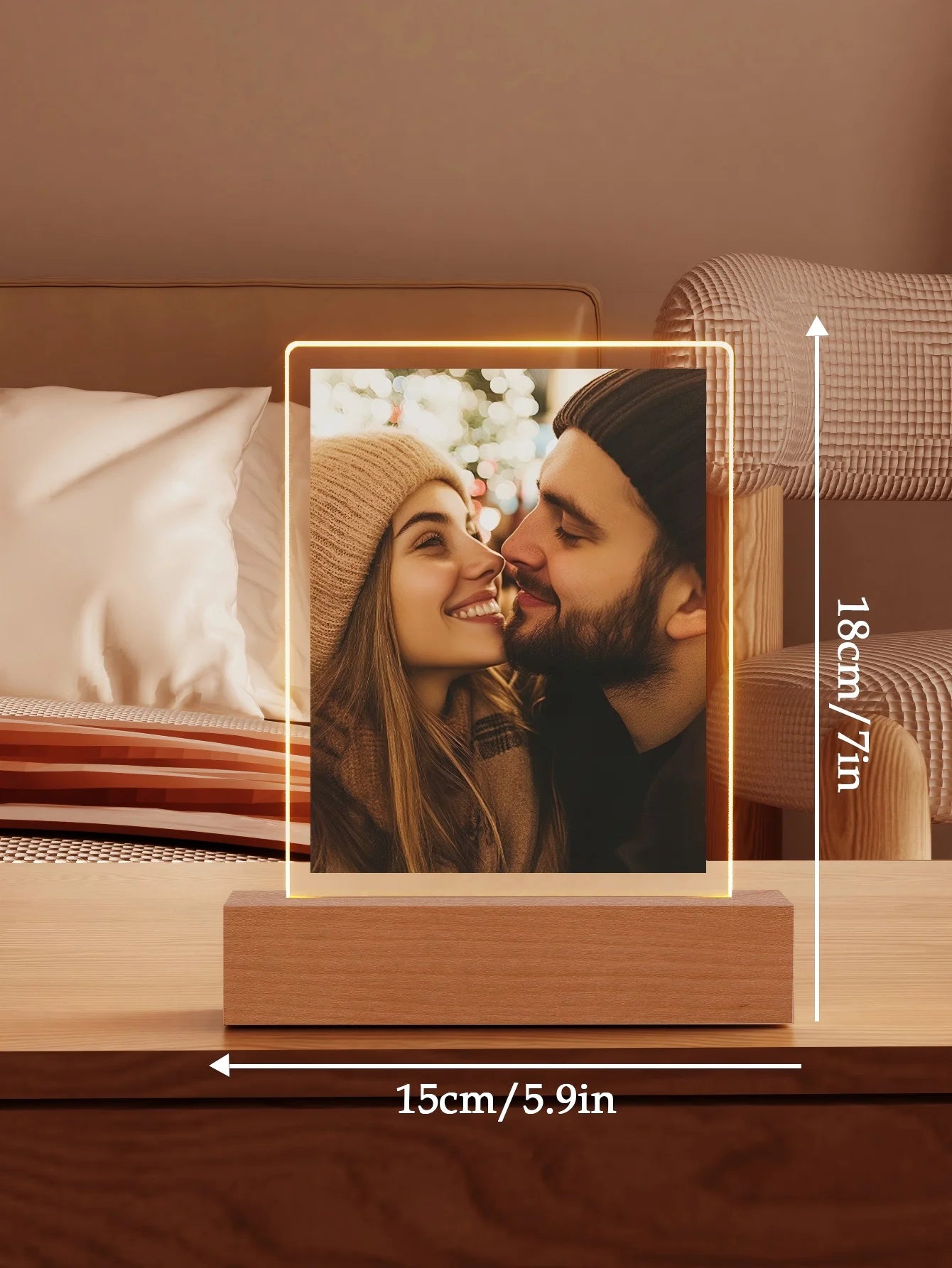 Custom Couple collage Photo Led night light, Personalized acrylic night light with photo and text, custom photo light,