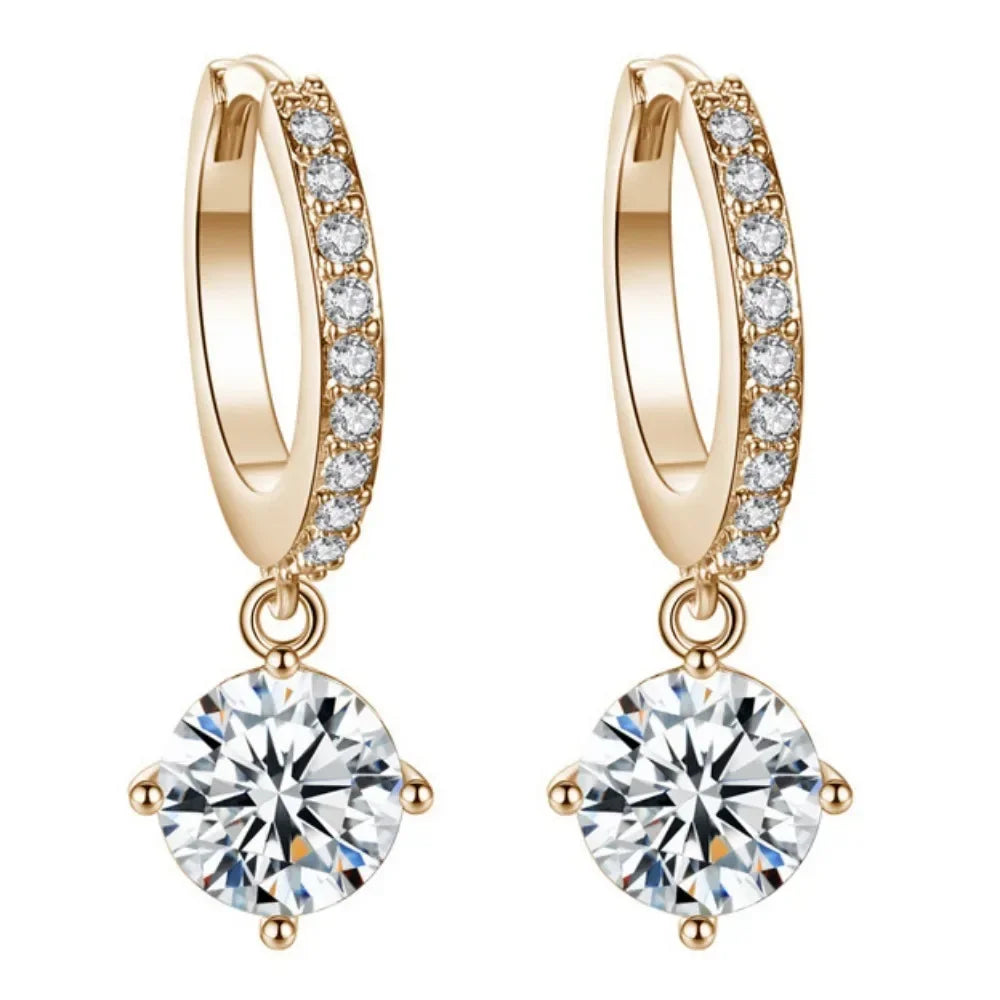 Zircon Polygon Earrings For Women Gold Plated Stainless Steel Hoop Earrings New Design Luxury Wedding 2024 Trending Jewelry Gift