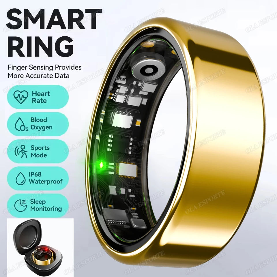 For  Smart Ring Men Women Bluetooth Monitor Blood HeartRate Blood Oxygen Monitor Smartring MultiSport 5ATM Waterproof
